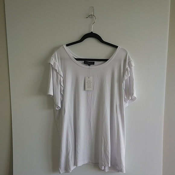 Eloquii Tops - NWT ELOQUII White T-shirt Ruffle Detail 22/24